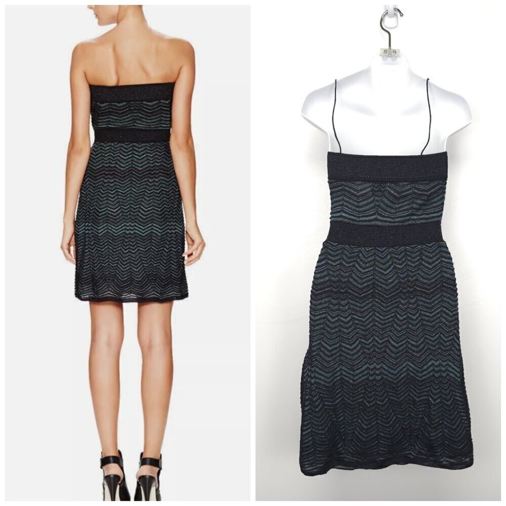 M Missoni Metallic Knit Bodycon Dress in Green Nylon - Picture 2 of 12